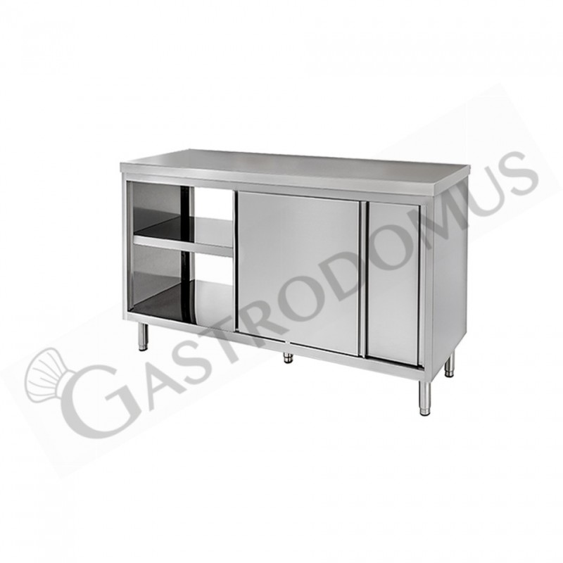 Tavolo armadiato passante in inox, misure 1100x600mm