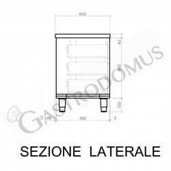 Cassettiera 3 cassetti in acciaio inox 400x680x550h mm - Ruote