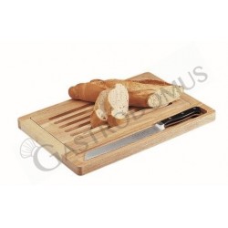 TAGLIERE PER PANE CM.50X30 CON BASE RACCOGLIBRICIOLE INOX