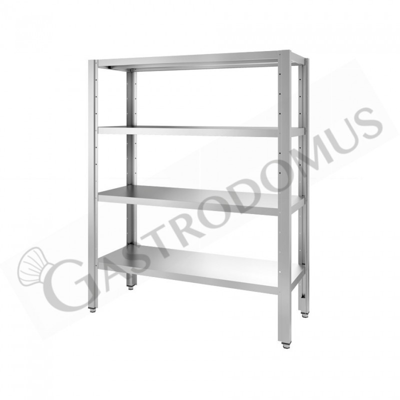 Scaffale inox con 4 ripiani, L 900 x P 500 x H 2000 mm