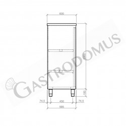 Armadio con porta battente in acciaio inox con 3 ripiani L600xP600xH1500 mm  - linea basic - ProjectFood