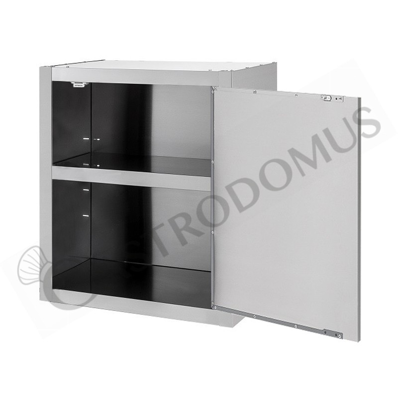 Pensile inox con 1 porta battente, 1 ripiano, L 400 x P 400 x H 660 mm