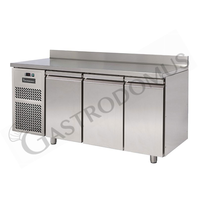 Tavolo refrigerato motore a sinistra 3 porte con alzatina Prof. 600 mm temperatura -18°C/-22°C