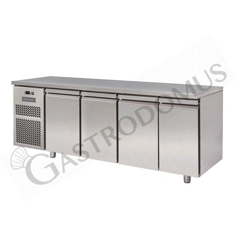 Tavolo refrigerato motore a sinistra 4 porte Prof. 600 mm temperatura 0°C/+10°C