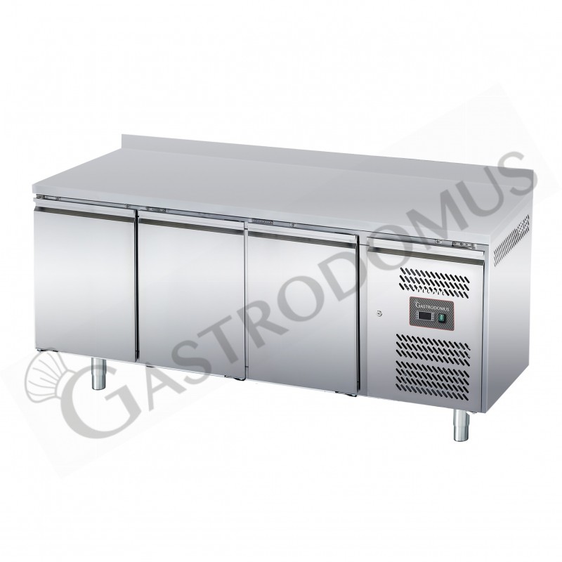 Tavolo refrigerato con 3 porte, alzatina, Prof. 600 e temperatura -2°C/+8°C