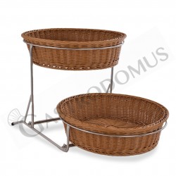 Cestini tondi in rattan sintetico a due livelli L 600 mm x P 370 mm x H  105/345 mm - mod. BR2195B