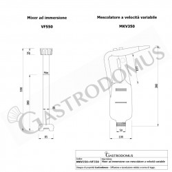 Mixer ad immersione con mescolatore velocità variabile 350 W - mod. MKV350+  VF550