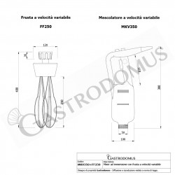 Mixer ad immersione con mescolatore velocità variabile 350 W - mod. MKV350+  VF550