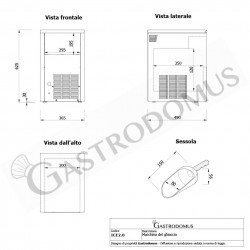 Macchina del ghiaccio monofase kg 20/24h cubetto pieno - mod. ICE2.0