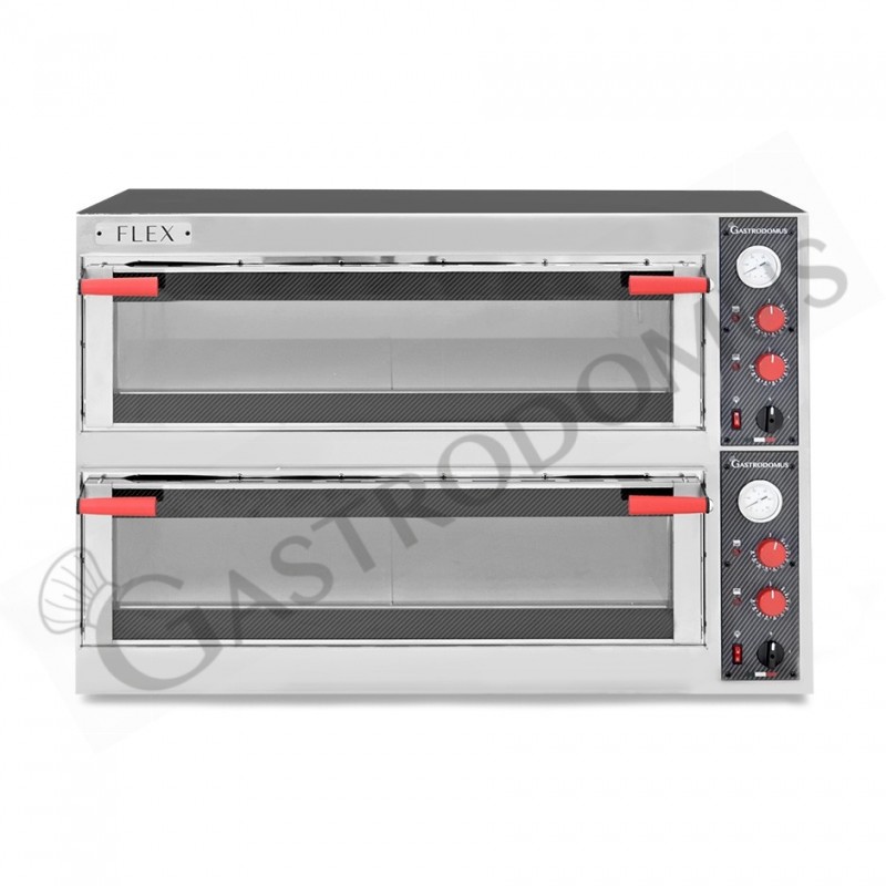 Forno Elettrico porta vetro 6 teglie 600x400 o 12 pizze diametro 350 mm 2 camere controllo meccanico